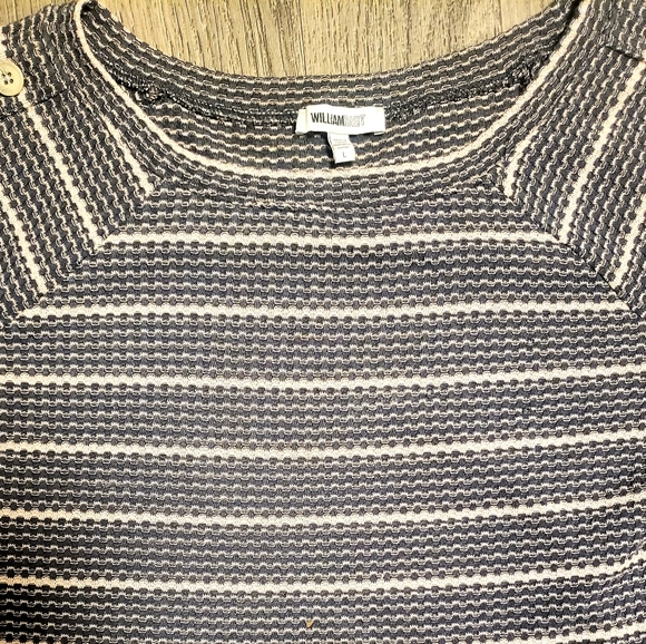 William Rast Waffle Knit Horizontal Striped Top w a Slight Bell Sleeve | Size Lg - Picture 2 of 10